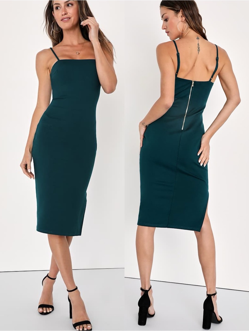 Lulus | Paulina Forest Green Bodycon Midi Dress